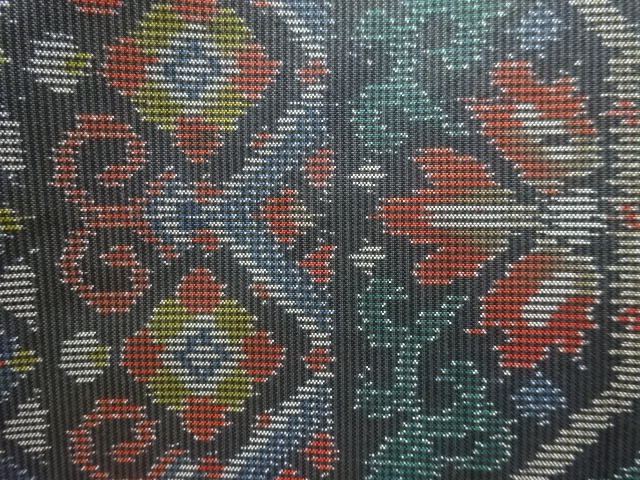 JAPANESE KIMONO / ANTIQUE GEOMETRIC / FLORAL ARABESQUE PATTERN WOVEN D